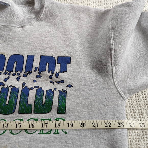 VTG Humboldt Soccer Graphic Russell Mens LARGE Gray Pullover Sweatshirt Crewneck - Picture 5 of 10